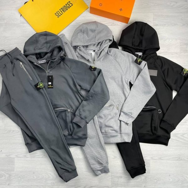 Moncler Men's Women's Replica Full Tracksuits With Hoodie in grey color