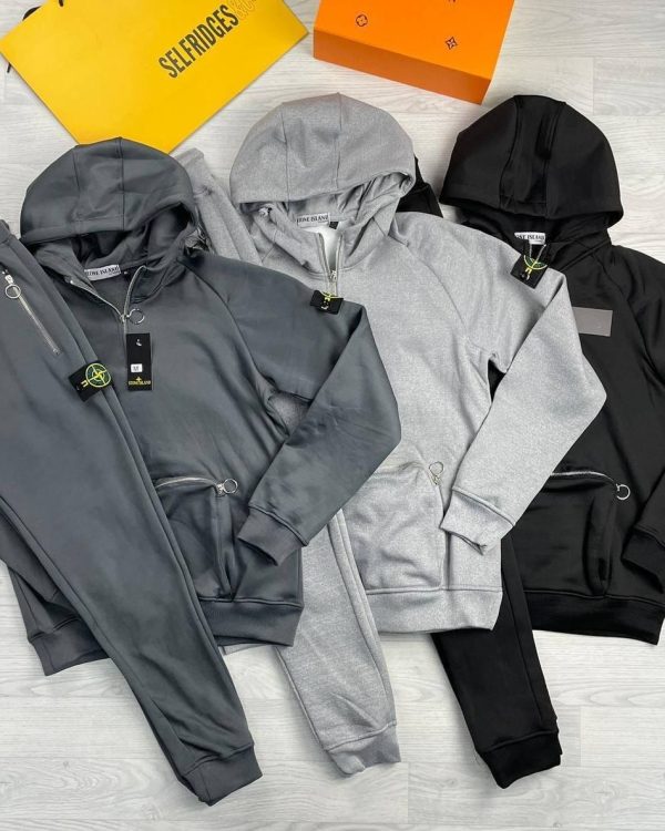 Moncler Men's Women's Replica Full Tracksuits With Hoodie in grey color