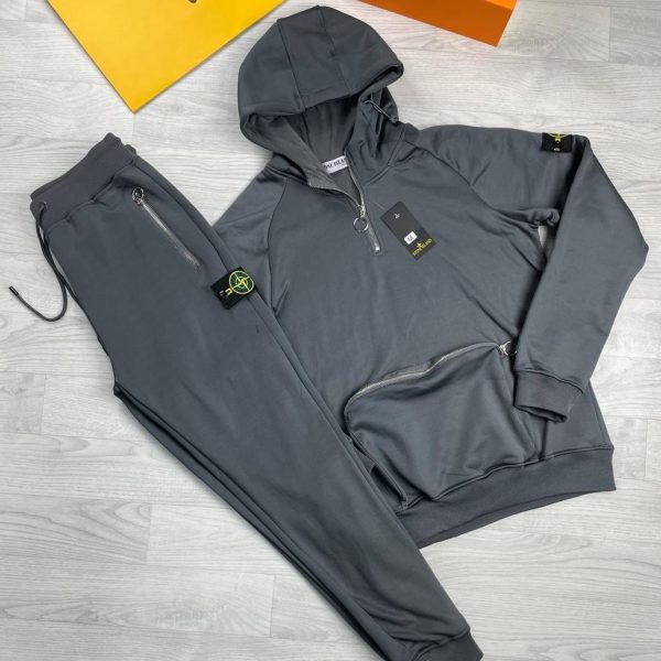 Moncler Men's Women's Replica Full Tracksuits With Hoodie in charcoal color
