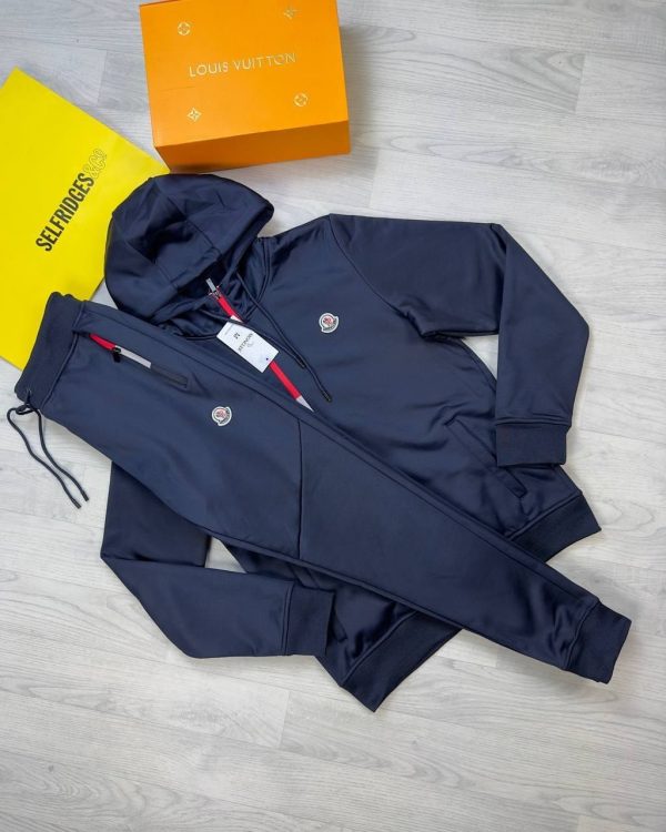 Moncler Men's Women's Replica Full Tracksuits Hoodie in blue color