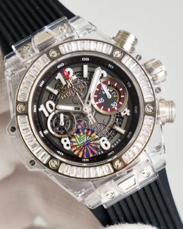 Hublot Big Bang Unico Diamond Bezel with White Rubber Strap