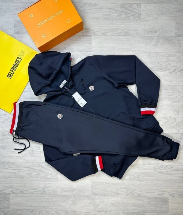 Moncler Men Women Rep Full Tracksuits Hoodie in navy blue color Moncler Men Women Rep Full Tracksuits Hoodie in navy blue color