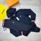 Moncler Men Women Rep Full Tracksuits Hoodie in navy blue color