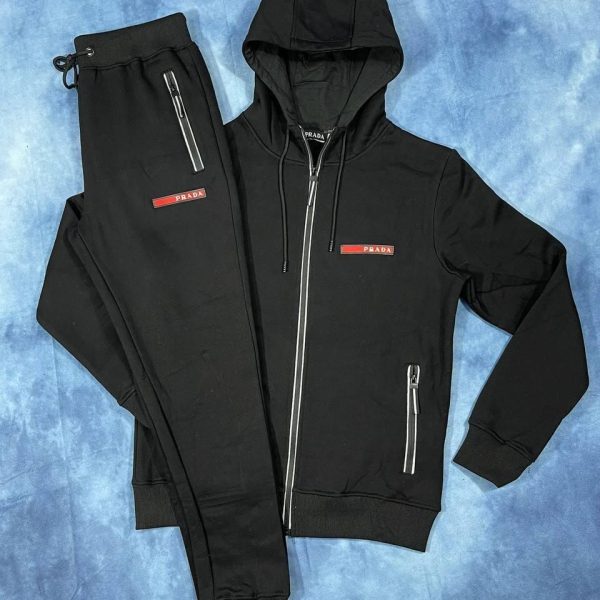 Prada Milano Men Replica Tracksuit in black color