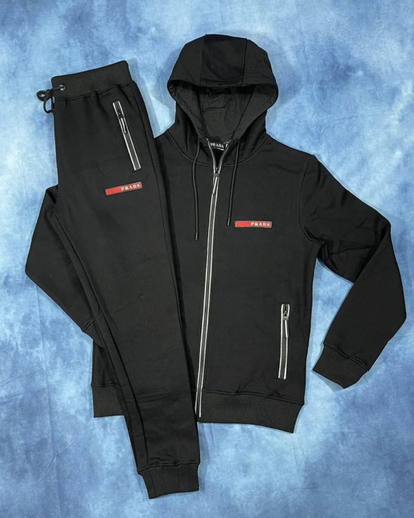 Prada Milano Men Replica Tracksuit in black color