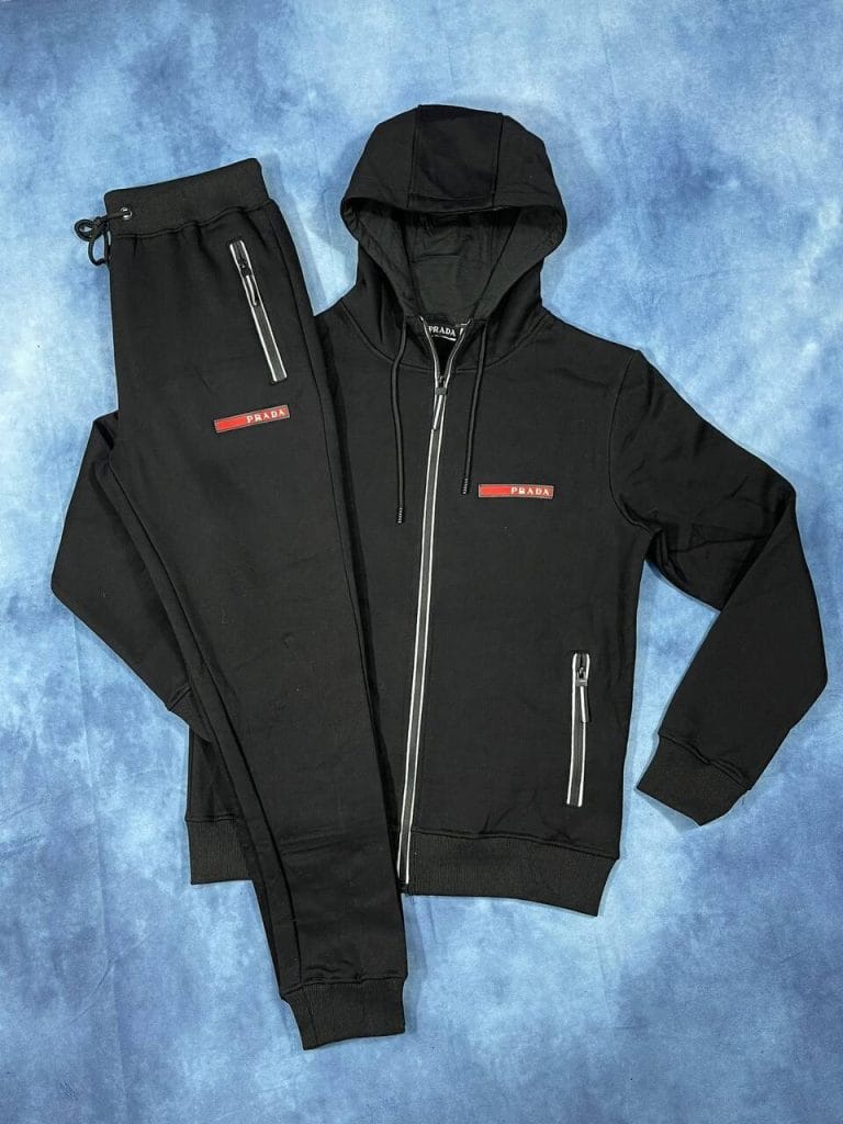 Prada Milano Men Replica Tracksuit in black color