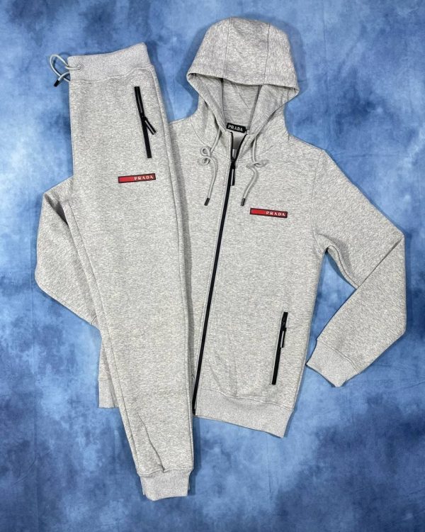 Prada Milano Men Replica Tracksuit in grey color