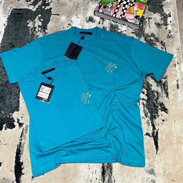 Louis Vuitton Printed Mens Womens T-shirt in blue color