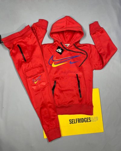 Nike Kids Tracksuit with Pullover Hoodie in red color