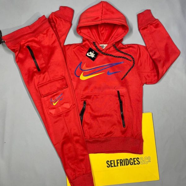 Nike Kids Tracksuit with Pullover Hoodie in red color