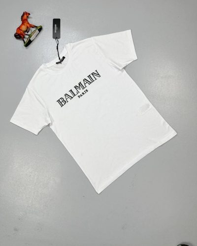 Balmain Paris Metallic Flocked Comfortable T-Shirt in white color