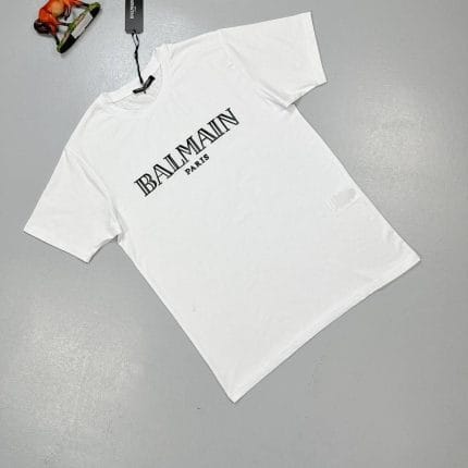 Balmain Paris Metallic Flocked Comfortable T-Shirt in white color