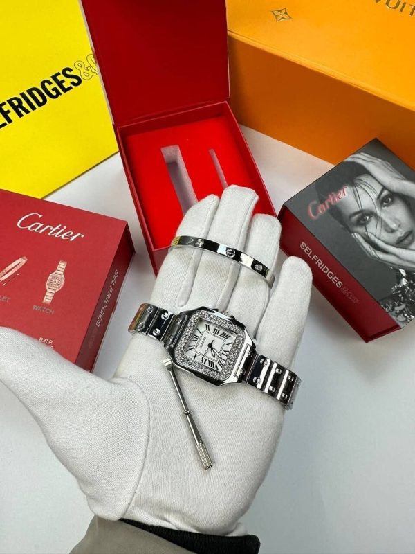 Cartier Watch and Bracelet Set silver Cartier Watch and Bracelet Set silver