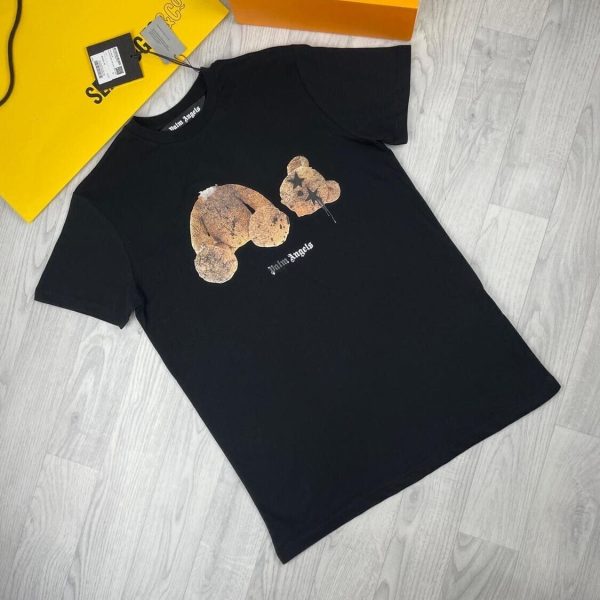 Palm Angels Bear Classic Tshirt Teddy Print in black color