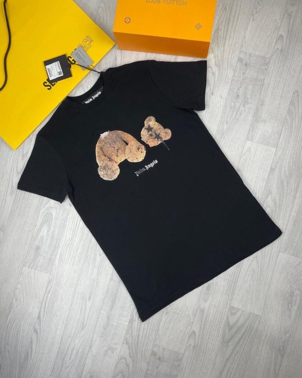 Palm Angels Bear Classic Tshirt Teddy Print in black color