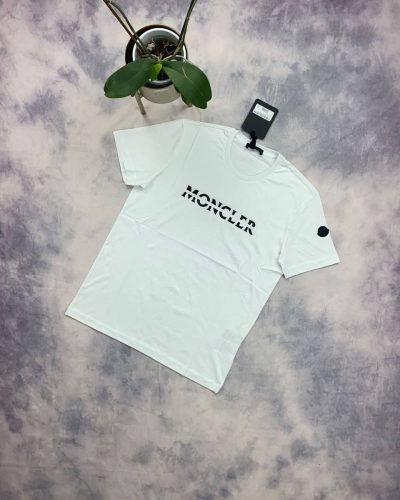 Moncler Men Women Reps T Shirt Logo Print in white color