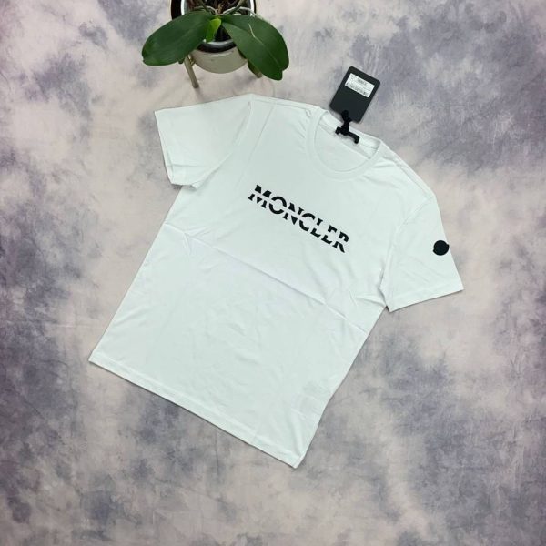 Moncler Men Women Reps T Shirt Logo Print in white color