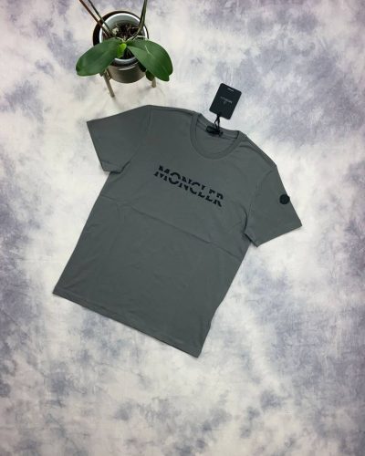 Moncler Men Women Reps T Shirt Logo Print in grey color