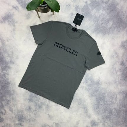 Moncler Men Women Reps T Shirt Logo Print in grey color