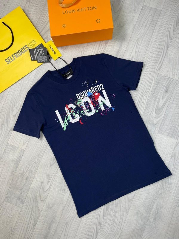 Dsquared Icon T-Shirts in white color of variation having a Splash of Multi Shades Dsquared Icon T-Shirts in white color of variation having a Splash of Multi Shades