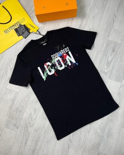 Dsquared Icon T-Shirts in black color of variation having a Splash of Multi Shades