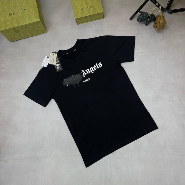 Palm Angels Sprayed Tshirt For Men’s in black with black spray