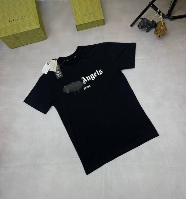 Palm Angels Sprayed Tshirt For Men’s in black color Palm Angels Sprayed Tshirt For Men’s in black with black spray