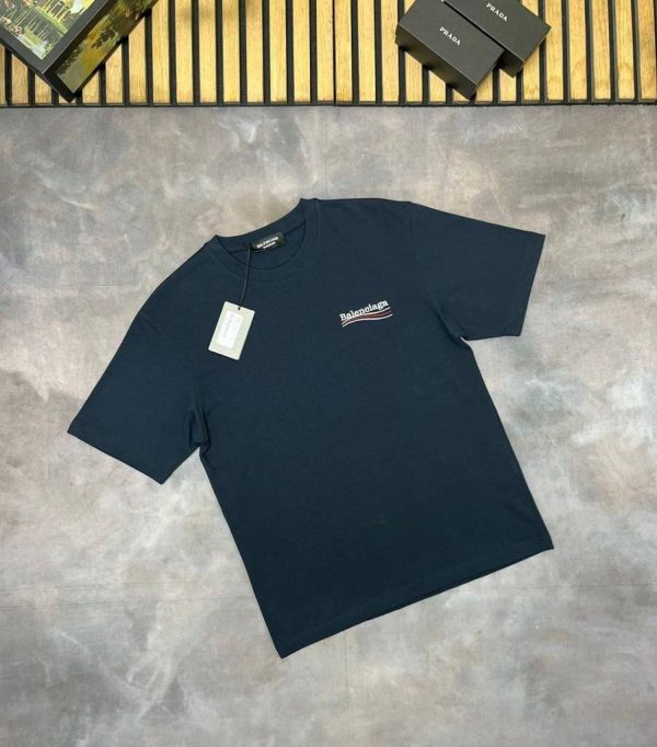 Balenciaga Men Women Replica T-shirts in navy blue color Balenciaga Men Women Replica T-shirts in navy blue color
