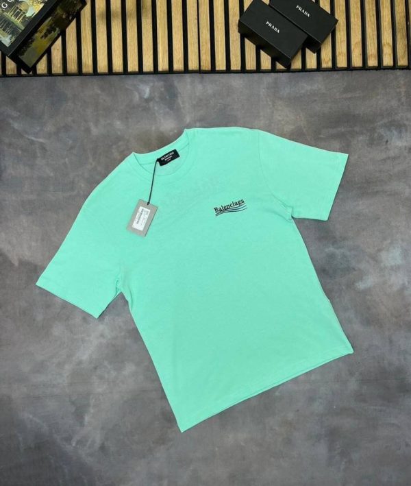 Balenciaga Men Women Replica T-shirts in turquoise color Balenciaga Men Women Replica T-shirts in turquoise color