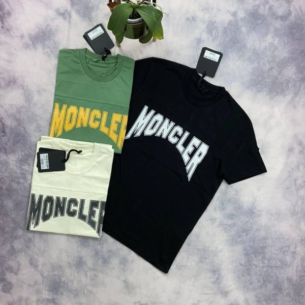 Moncler Men Women T-shirt Arch Logo in black color