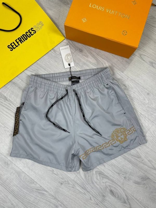 55555 Versace Logo Printed Clone Quality Shorts in grey color