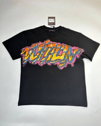 Louis Vuitton Graffiti Mens Womens T-shirt in Black
