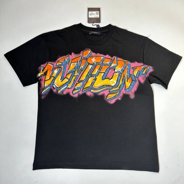 Louis Vuitton Graffiti Mens Womens T-shirt in Black