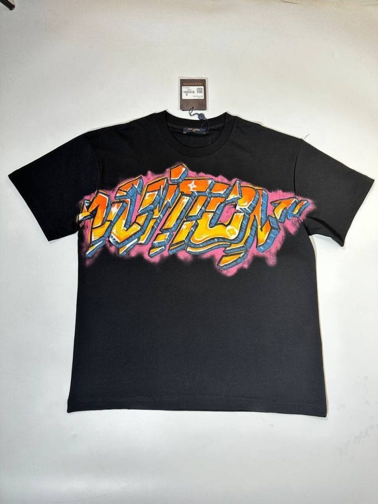 Louis Vuitton Graffiti Mens Womens T-shirt in Black