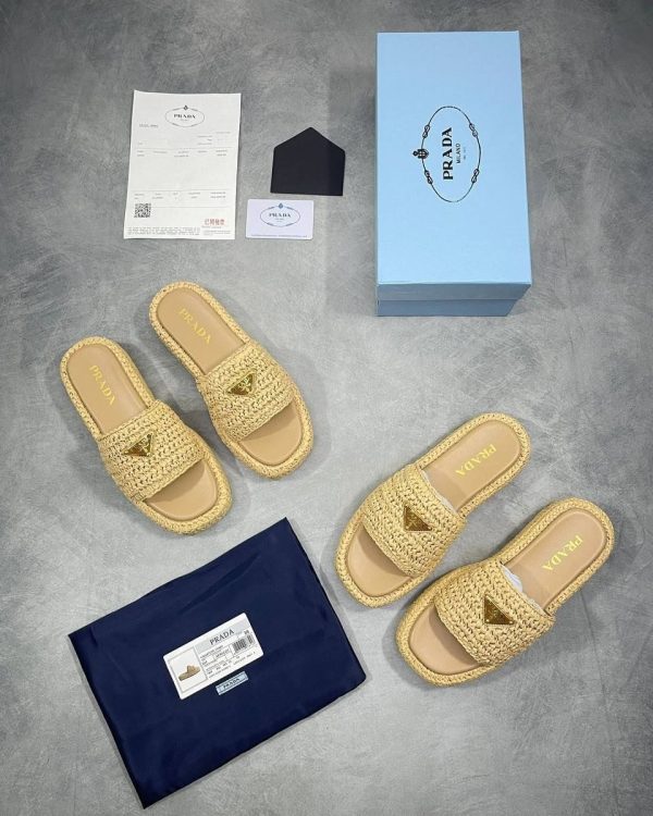 Prada Milano Crochet Platform Sliders