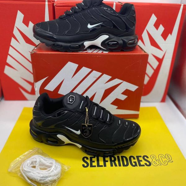 Nike Air Max Plus TN Jet Black White Mesh Trainers Sale UK