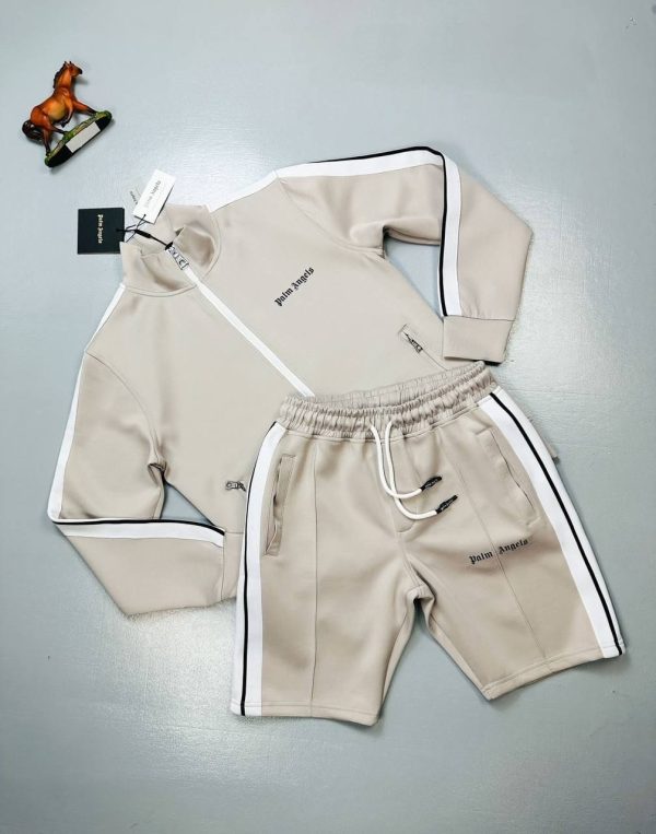 Palm Angels Tracksuit Shorts Set In off white Color Palm Angels Tracksuit Shorts Set In off white Color