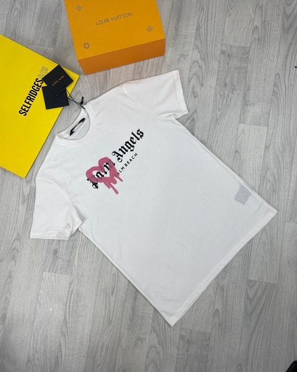 Palm Angles Beach Mens Spray Heart Love Best Design Copy white with pink spray
