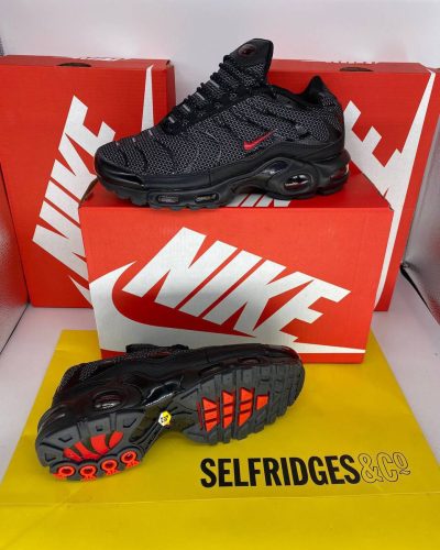 Nike Air Max Plus Men TN Black Red Metal Mesh Trainer Sale UK