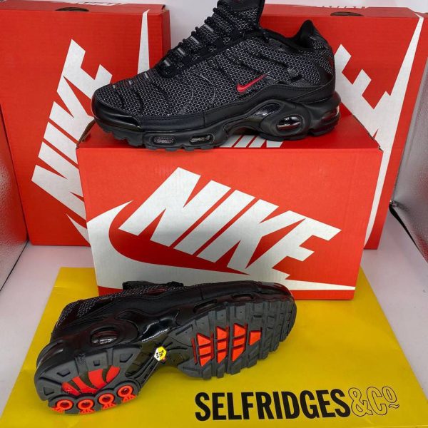 Nike Air Max Plus Men TN Black Red Metal Mesh Trainer Sale UK