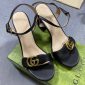 Gucci Women Marmont Mid Heel Leather Sandal Designer GG Heels