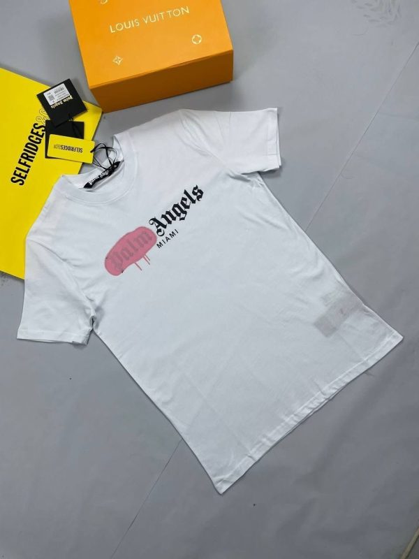 Palm Angels Sprayed Men’s Tshirt Print in white color Palm Angels Sprayed Men’s Tshirt Print in white color