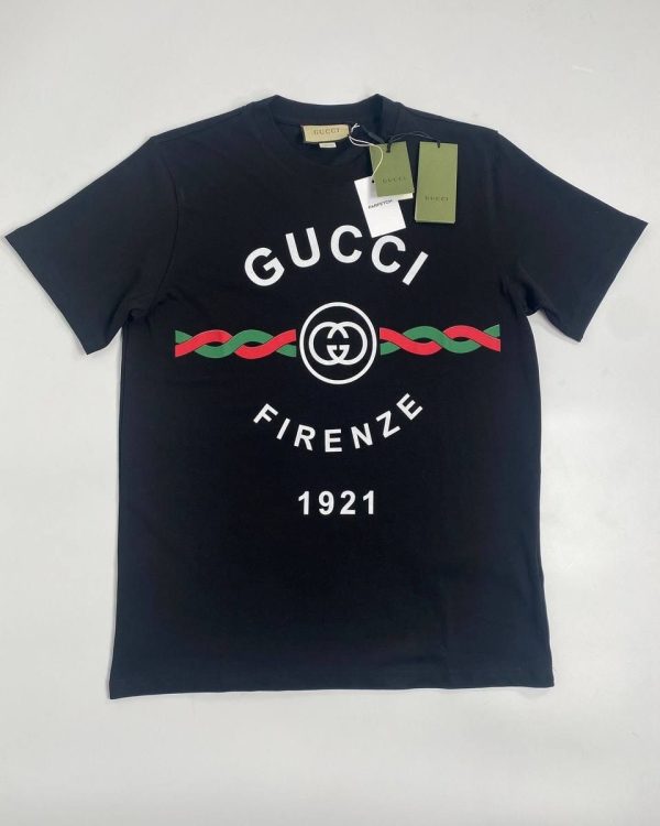 Gucci Firenze Jersey 1921 G Cotton T-Shirt in black color