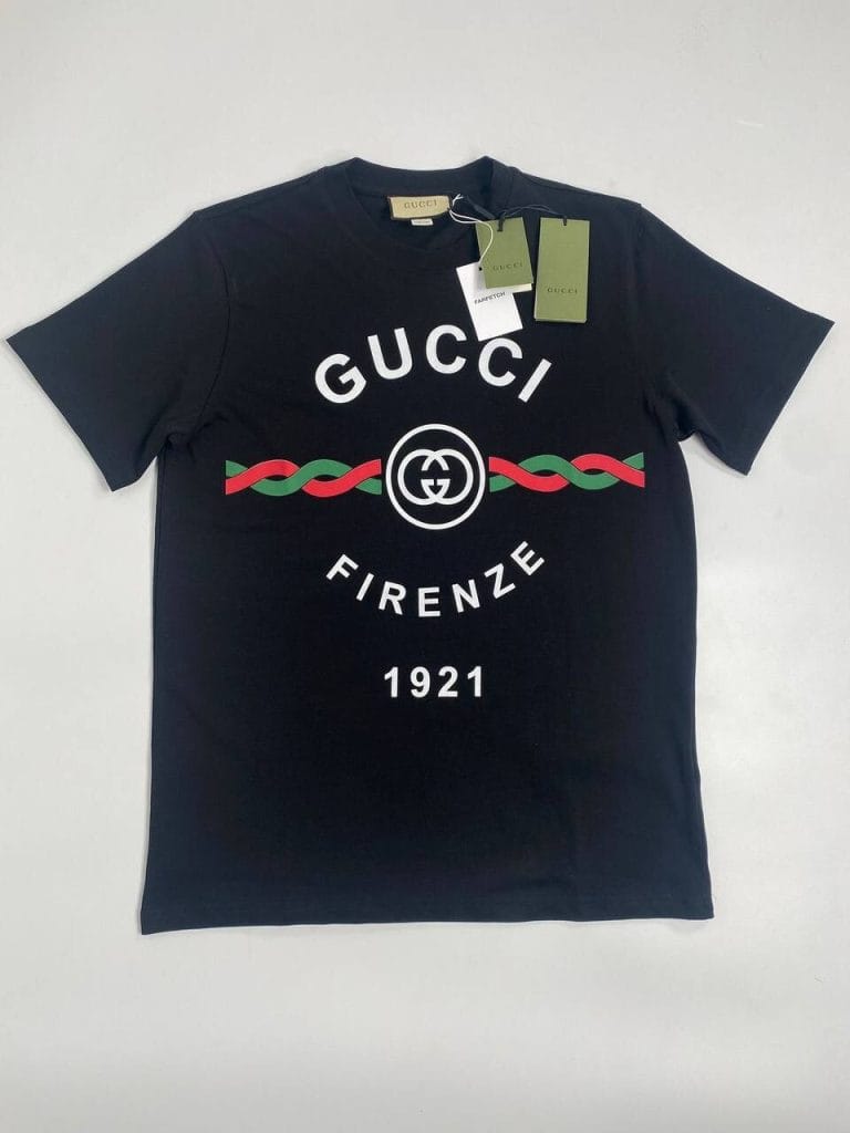 Gucci Firenze Jersey 1921 G Cotton T-Shirt in black color