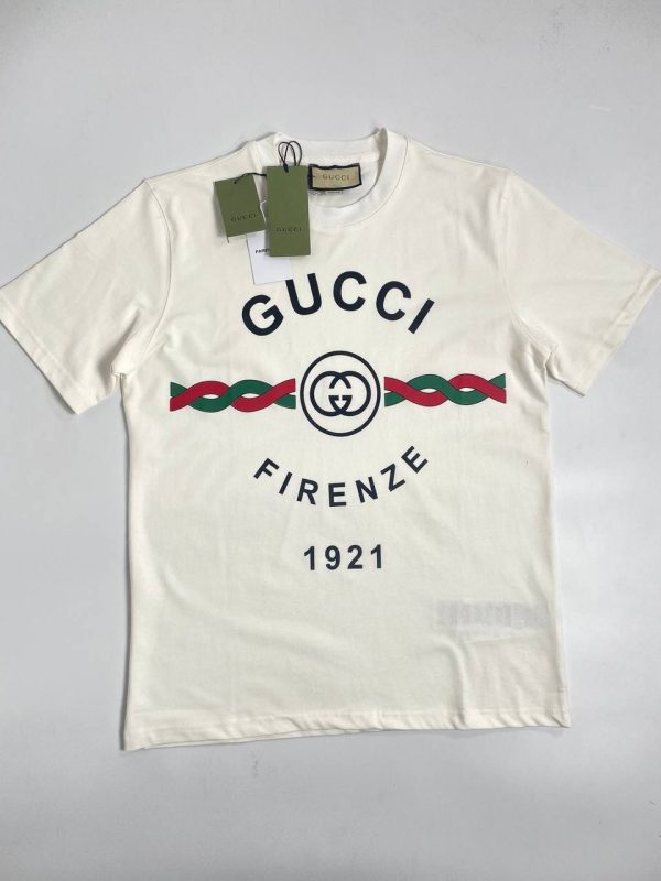 Gucci Firenze Jersey 1921 G Cotton T-Shirt in white color Gucci Firenze Jersey 1921 G Cotton T-Shirt in white color