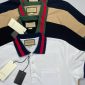 Gucci Polo Piquet T-Shirt With Web Collar In Black Blue White And Beige Colors