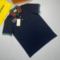 Gucci Polo Piquet T-Shirt With Web Collar In Navy Blue Colour