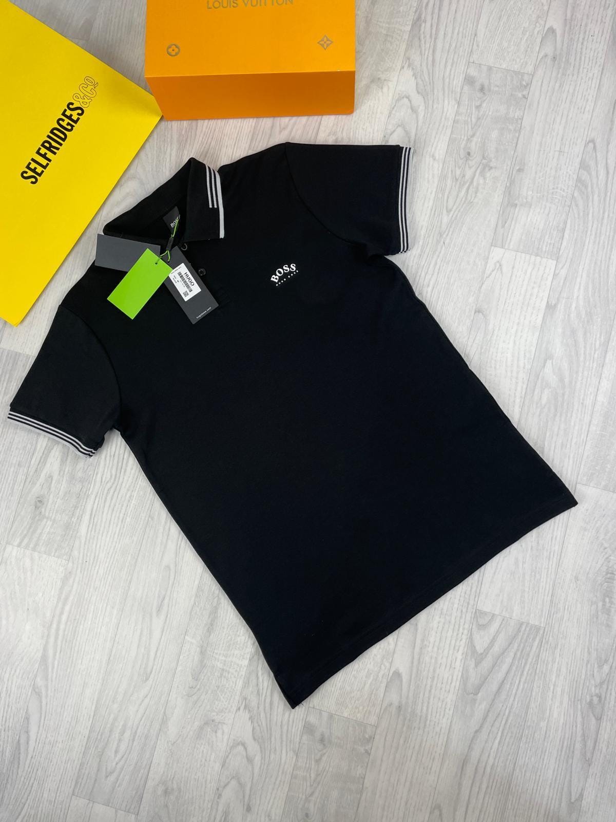 Hugo Boss Men’s Slim Polo Shirt Stretch Cotton with Logo In Black Colour