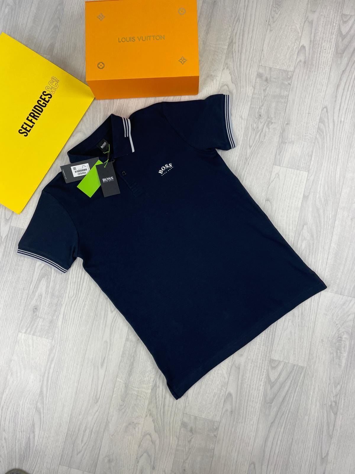 Hugo Boss Men’s Slim Polo Shirt Stretch Cotton with Logo In Navy Blue Colour