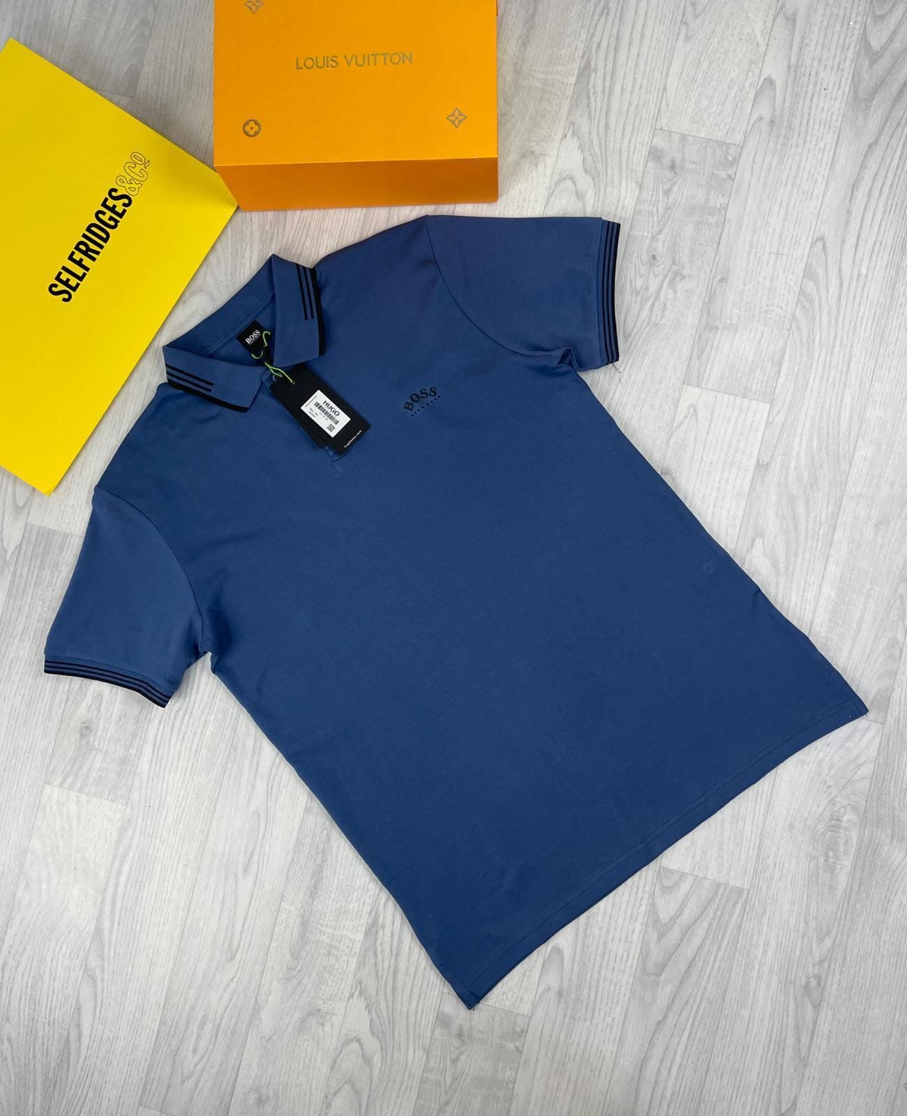 Hugo Boss Men’s Slim Polo Shirt Stretch Cotton with Logo In Royal Blue Colour